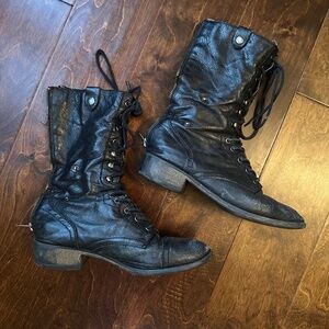 Steve Madden black leather combat boots